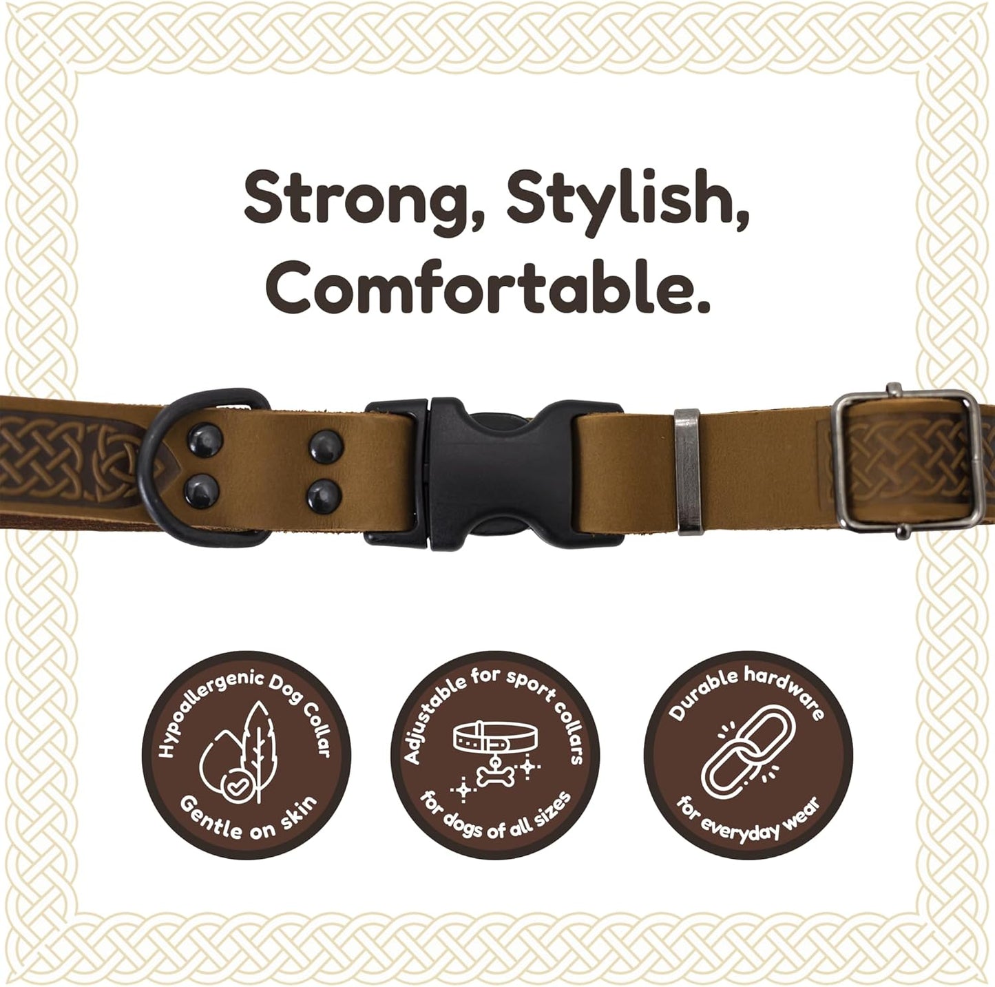 Euro Dog Celtic Viking Leather Collar