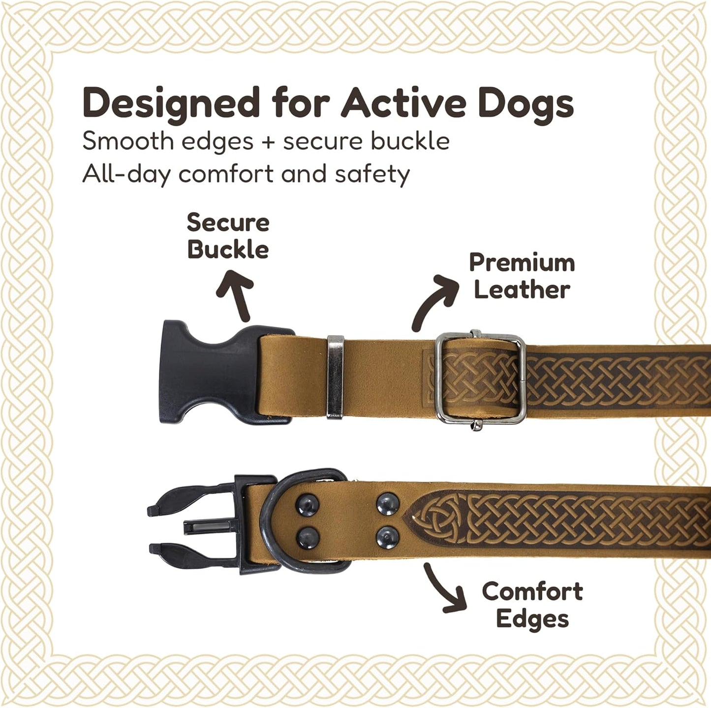 Euro Dog Celtic Viking Leather Collar